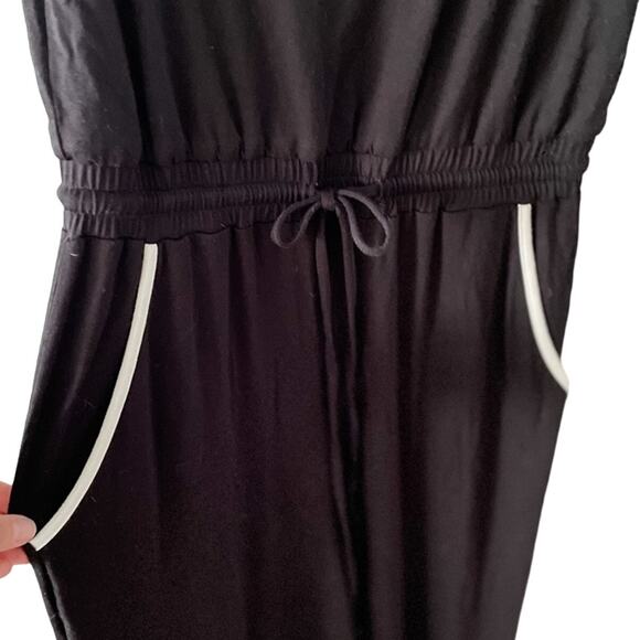 Calvin Klein drawstring waist tank jumpsuit w/ pockets black white size 6 NWT - Picture 3 of 8